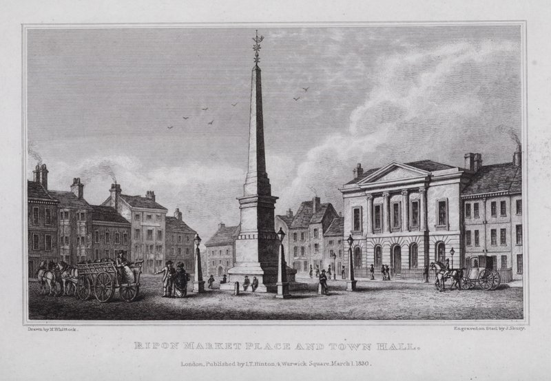Ripon Market Place and Town Hall (engraving) بواسطة ناثانيال (بعد) ويتوك