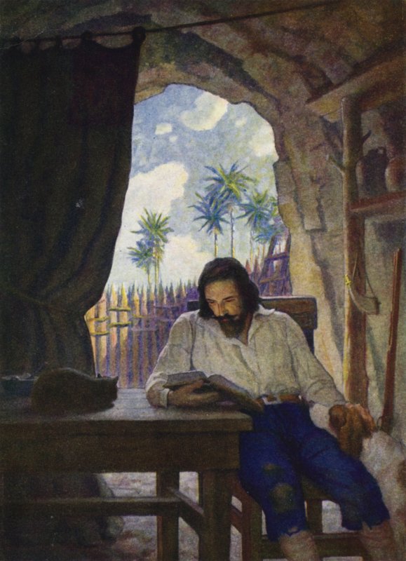 رسم توضيحي لروبنسون كروزو (حجر ملون) بواسطة محادثة نيويل (بعد) ويث