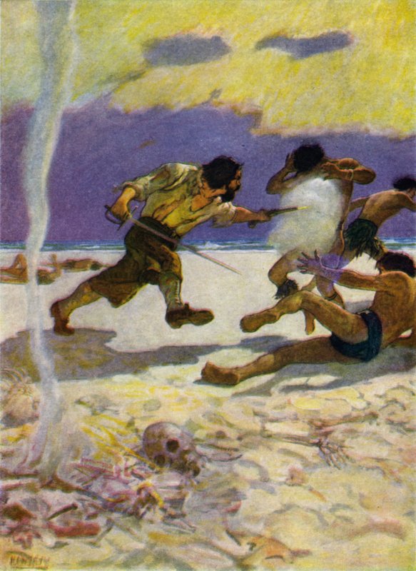 رسم توضيحي لروبنسون كروزو (حجر ملون) بواسطة محادثة نيويل (بعد) ويث
