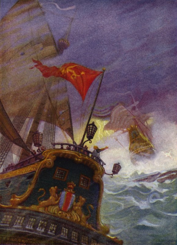 Illustration for Westward Ho! by Charles Kingsley (colour litho) بواسطة محادثة نيويل (بعد) ويث