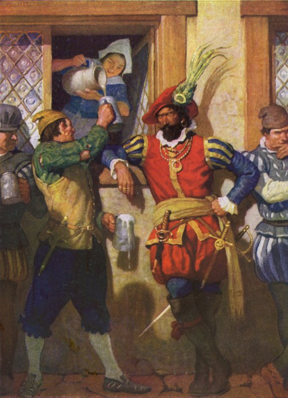رسم توضيحي لـ Westward Ho! بواسطة تشارلز كينجسلي (لون ليثو) بواسطة محادثة نيويل (بعد) ويث