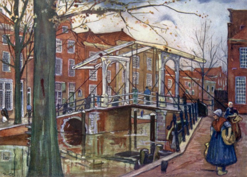 De Oude Rijn, Leiden (colour litho) بواسطة نيكو جونجمان