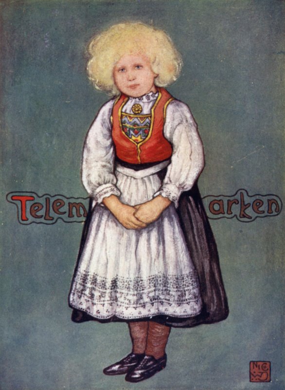النرويج: Little Girl of Telemarken (color litho) بواسطة نيكو جونجمان