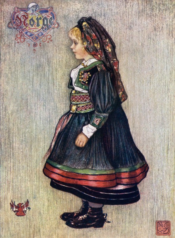 النرويج: Saetersdalen Girl in National Costume (color litho) بواسطة نيكو جونجمان