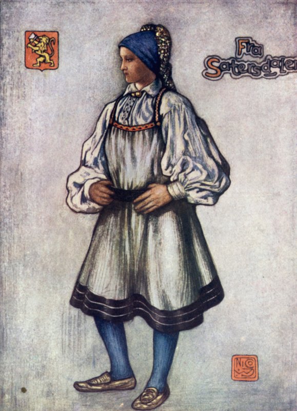النرويج: Saetersdalen Peasant Girl (لون ليثو) بواسطة نيكو جونجمان