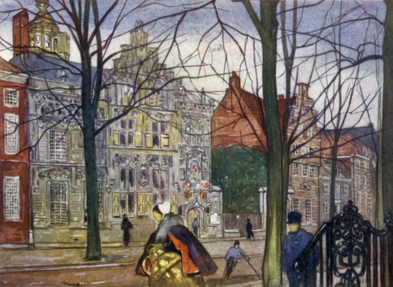 Oude Delft (طباعة حجرية ملونة) بواسطة نيكو جونجمان
