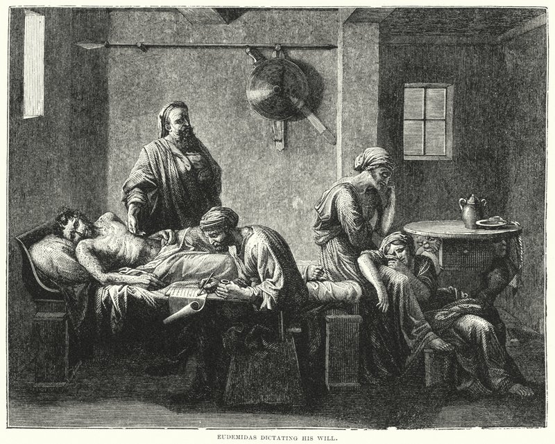 Eudemidas يملي إرادته (نقش) بواسطة نيكولا (بعد) بوسين