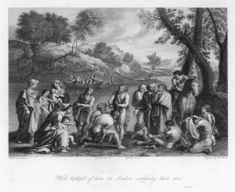 The Office of John the Baptist, Matthew III, 6 (engraving) بواسطة نيكولا (بعد) بوسين
