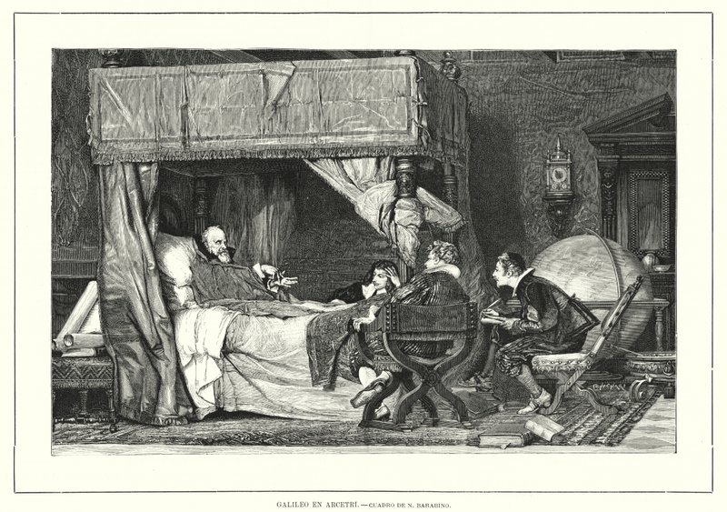 عالم الفلك الإيطالي جاليليو جاليلي في أرسيتري بإيطاليا ، حيث توفي عام 1642 (ليتو) بواسطة نيكولو (بعد) بارابينو