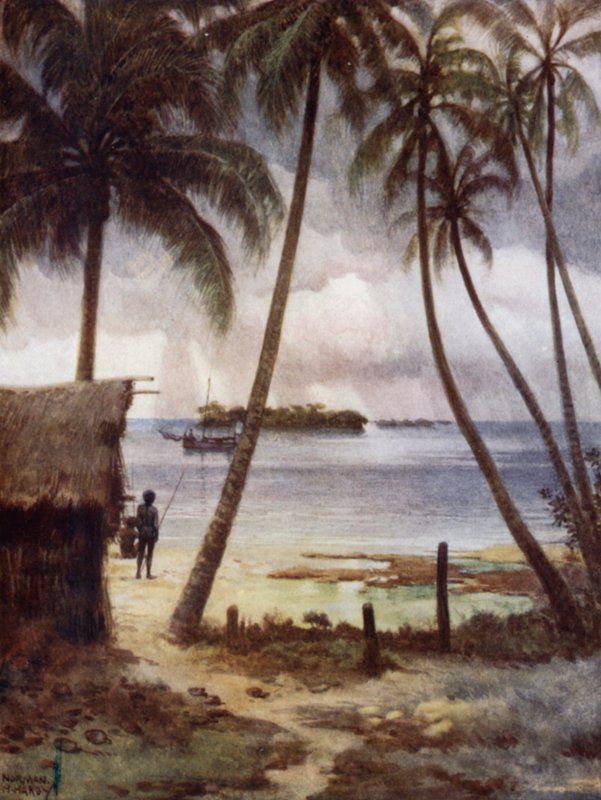 A Stormy Day in Rubiana Lagoon, Solomon Islands (colour litho) بواسطة نورمان هاردي