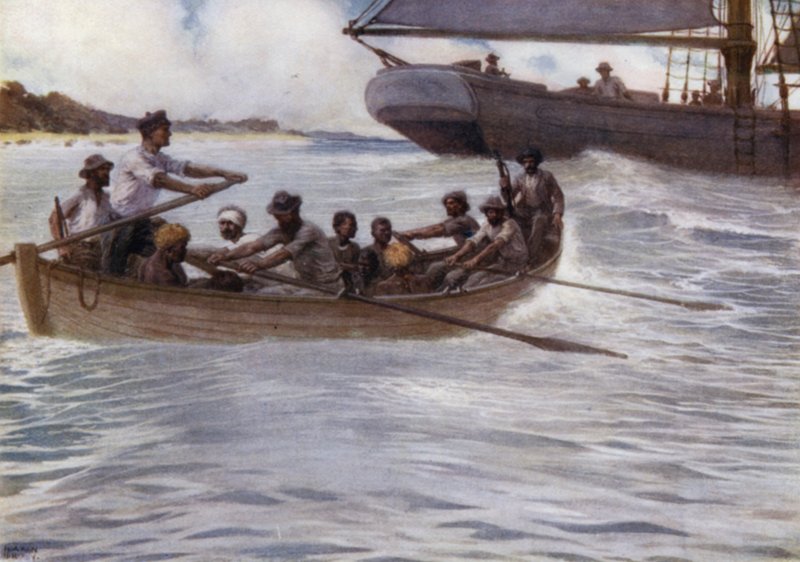 The "Blackbirders" in the Solomon Islands (colour litho) بواسطة نورمان هاردي
