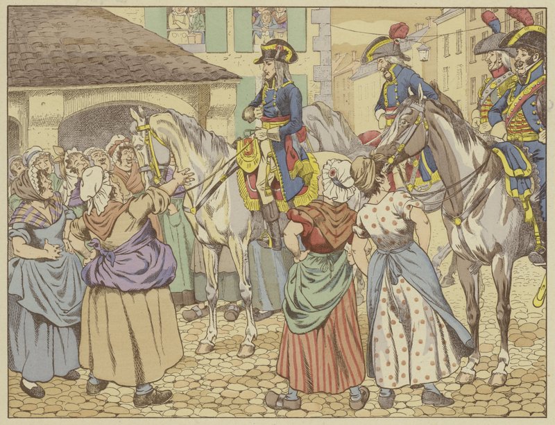 في باريس عام 1795 ، أثناء مجاعة ، اتهمت زوجة سمكة نابليون بالحصول على الدهون على حساب الناس. مبتسمًا ، أجاب انظر إليّ وقول أي منا هو الأكثر سمنة؟ (مضاءة اللون بواسطة وظيفة Onfray de Breville