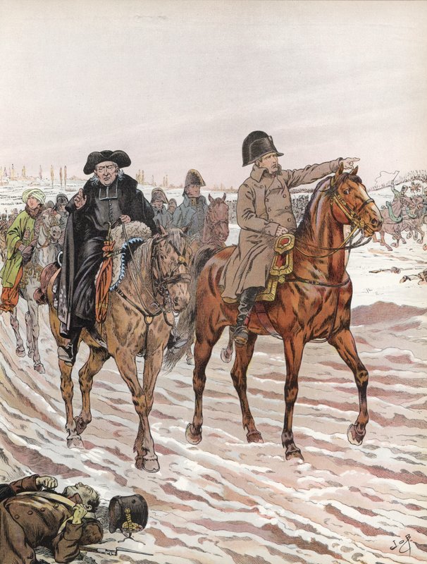 نابليون ، يركب بجانب آبي هنريوت ، 1814 بواسطة وظيفة Onfray de Breville