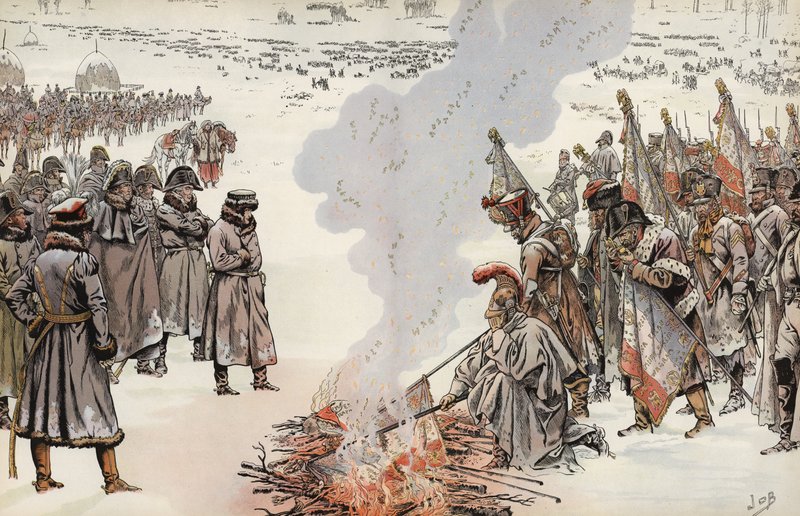 حملة نابليون الروسية ، حرق المعايير ، 23 نوفمبر 1812. بواسطة وظيفة Onfray de Breville