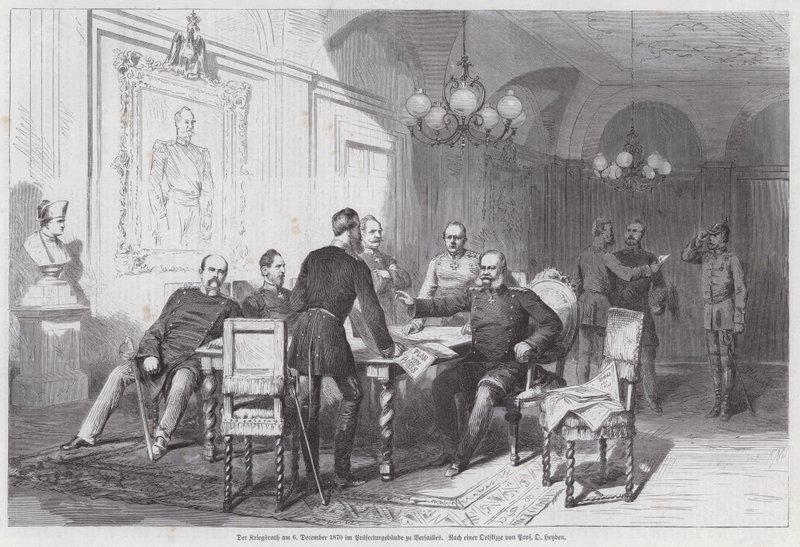 قادة الجيش البروسي عقد مجلس حرب في فرساي ، الحرب الفرنسية البروسية ، 6 ديسمبر 1870 (نقش) بواسطة أوتو يوهان هاينريش هايدن