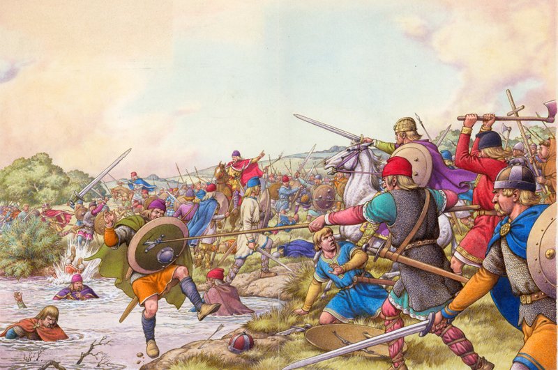 معركة الوينواد (غواش على ورق) بواسطة بات (1907-95) نيكول