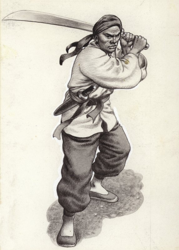 محارب الملاكم الصيني (غواش على ورق) بواسطة بات (1907-95) نيكول