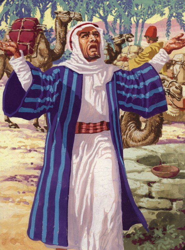 إليعازر يطلب إرشاد الله فيما يتعلق باختيار زوجة لإسحاق (رسم على ورق) بواسطة بات (1907-95) نيكول