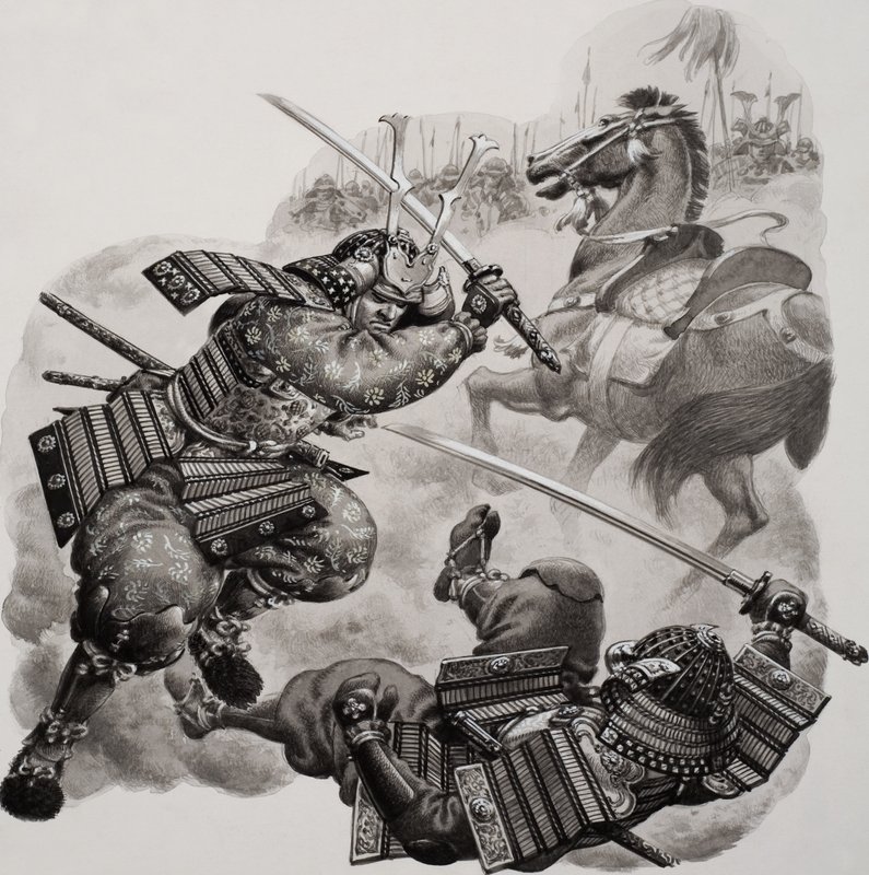الساموراي (غواش على ورق) بواسطة بات (1907-95) نيكول