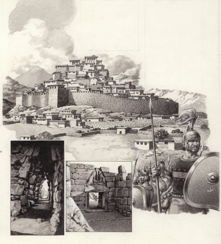 قلعة ميسينا (غواش على ورق) بواسطة بات (1907-95) نيكول