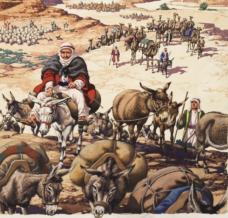 العودة إلى كنعان، من قصة يعقوب (غواش على ورق) بواسطة بات (1907-95) نيكول
