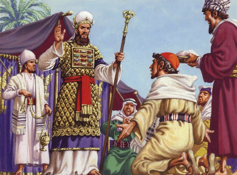 الرجال الحكماء الثلاثة يسألون هيرودس "أين الطفل الذي وُلد ليكون ملك اليهود"؟ (غواش على ورق) بواسطة بات (1907-95) نيكول