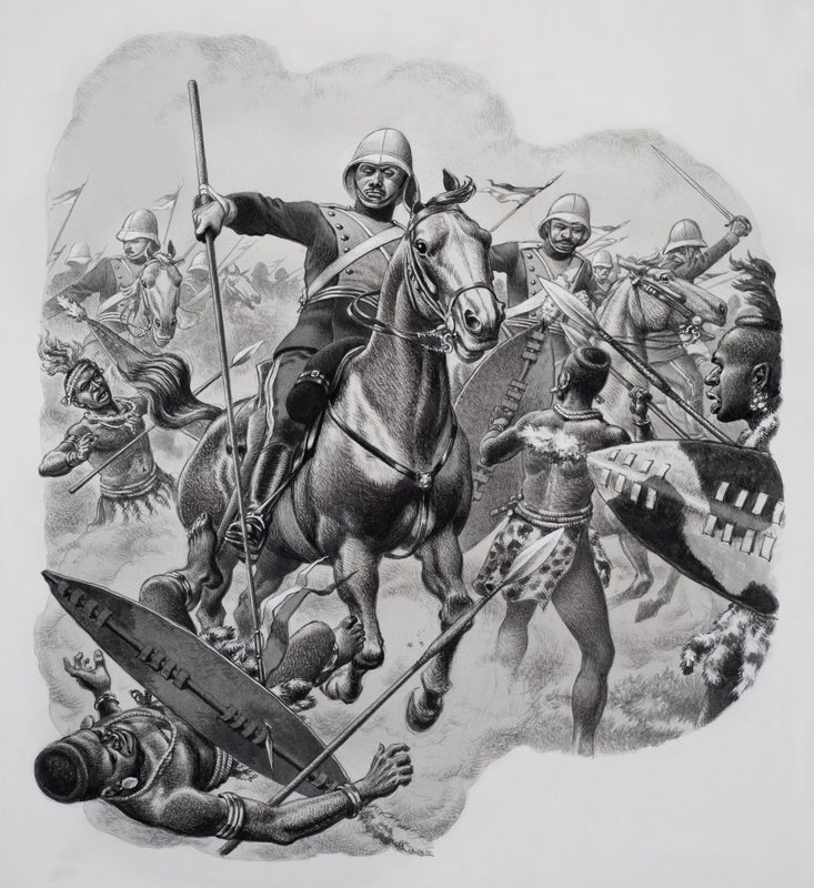 زولوس (غواش على ورق) بواسطة بات (1907-95) نيكول