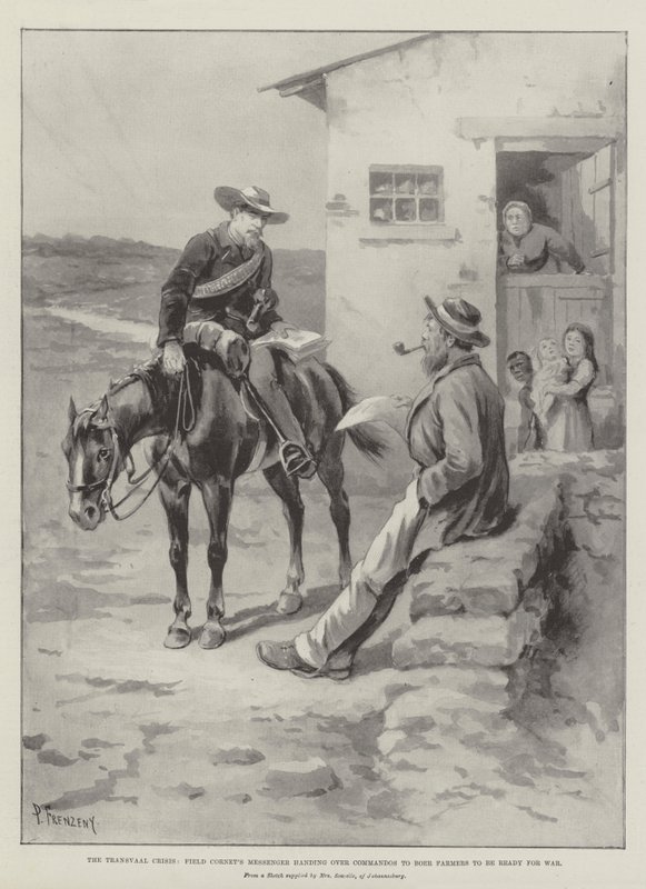 أزمة الترانسفال ، رسول Field Cornet يسلم الكوماندوز إلى Boer Farmers ليكون جاهزًا للحرب بواسطة بول فرنزيني
