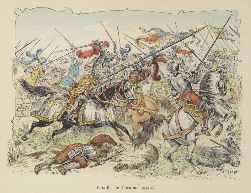 شيفالييه دي بايارد يقاتل الإسبان في معركة فورنوفو ، إيطاليا ، 1495 بواسطة بول دي سيمانت