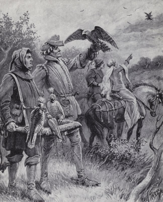 Falconry in the Middle Ages (litho) بواسطة بول (بعد) هاردي