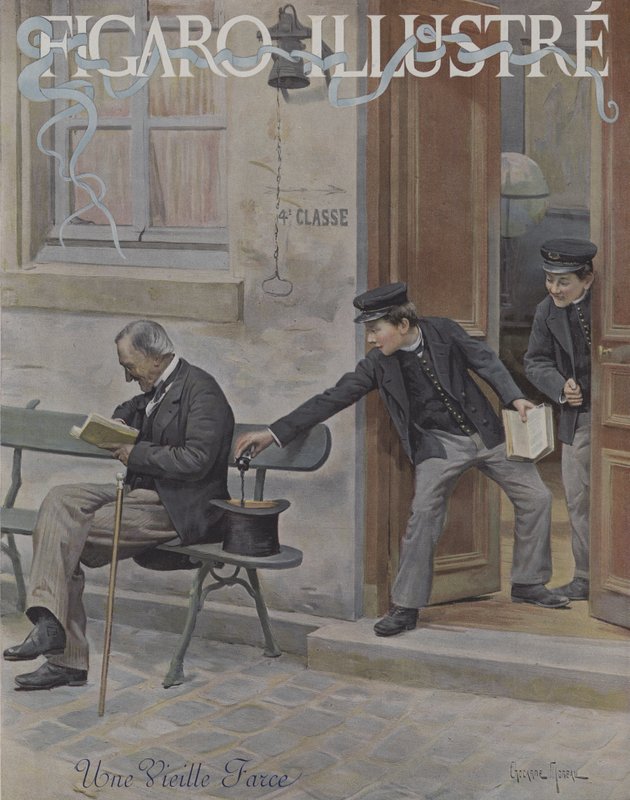 نكتة قديمة (نكتة قديمة). غلاف لو فيغارو إيلوستري ، أكتوبر 1896 بواسطة بول تشارلز شوكارن مورو