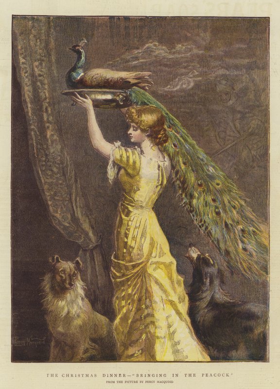 عشاء عيد الميلاد ، جلب الطاووس (chromolitho) بواسطة بيرسي ماكوويد