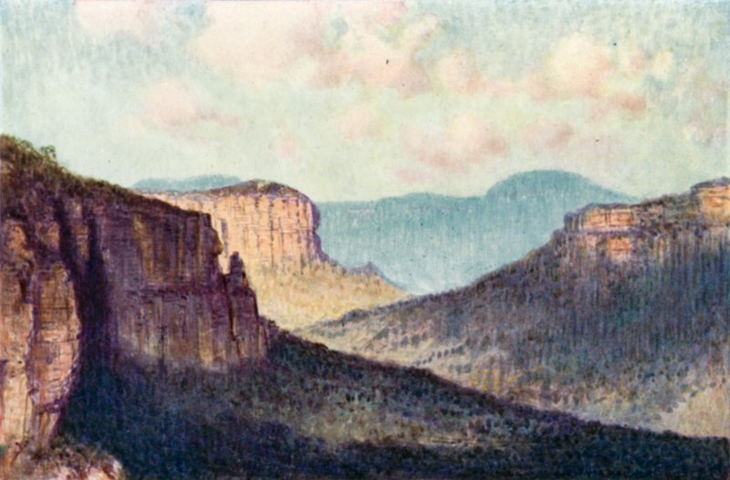 The barrier of the Blue Mountains (colour litho) بواسطة بيرسي FS (بعد) سبنس