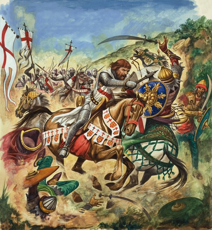 ريتشارد قلب الأسد (1157-99) أثناء الحملة الصليبية الثالثة (غواش على ورق) بواسطة بيتر جاكسون