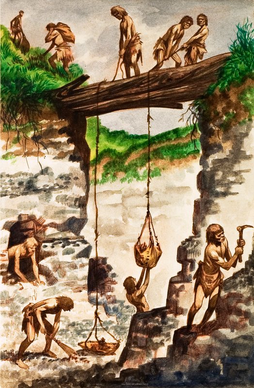 صانعو الأدوات في العصر الحجري (الغواش على الورق) بواسطة بيتر جاكسون