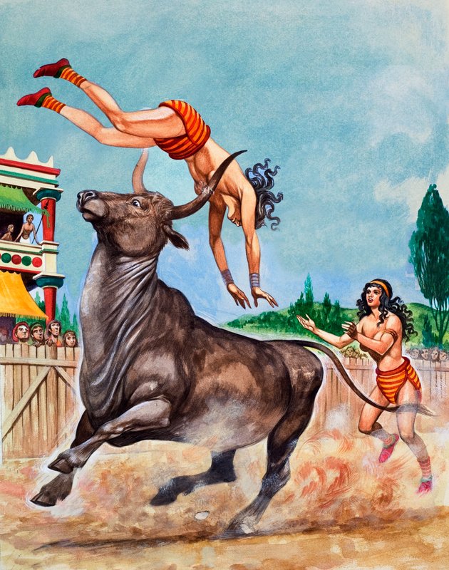حلبة الثور للملك مينوس. Minoan Bull-leapers بواسطة بيتر جاكسون