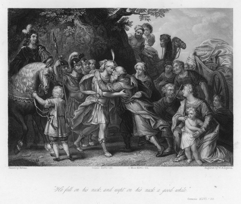 Meeting of Jacob and Joseph, Genesis XLVI, 29 (engraving) بواسطة بيتر بول (بعد) روبنز
