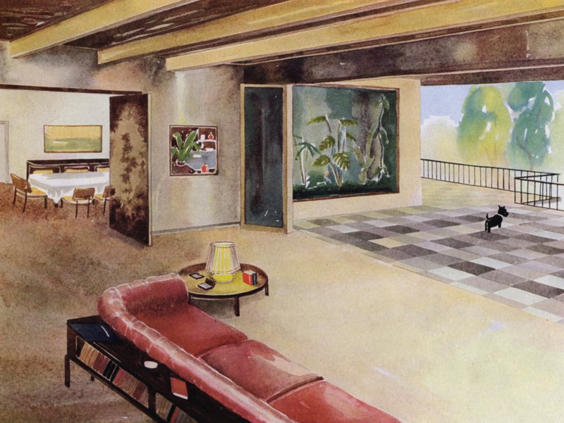 1930s interiors: Hall with terrace (colour litho) بواسطة فيليب أليكسيوس دي (بعد) لازلو