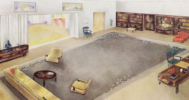 1930s interiors: Living-room and study (colour litho) بواسطة فيليب أليكسيوس دي (بعد) لازلو