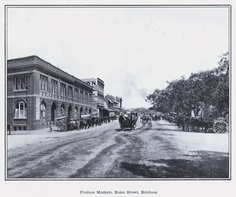 Produce Markets, Roma Street, Brisbane (b/w photo) بواسطة مصور فوتوغرافي استرالي
