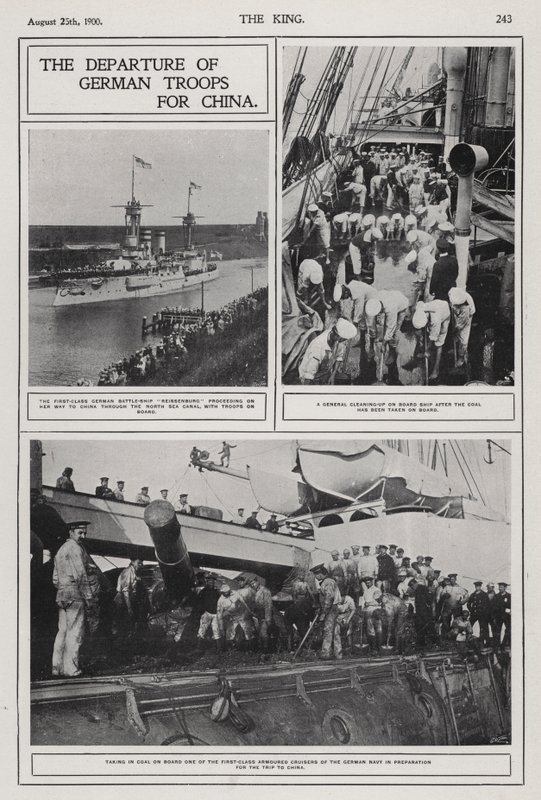رحيل القوات الألمانية إلى الصين لقمع تمرد الملاكمين ، أغسطس 1900 (b / w photo) بواسطة مصور فوتوغرافي ألماني