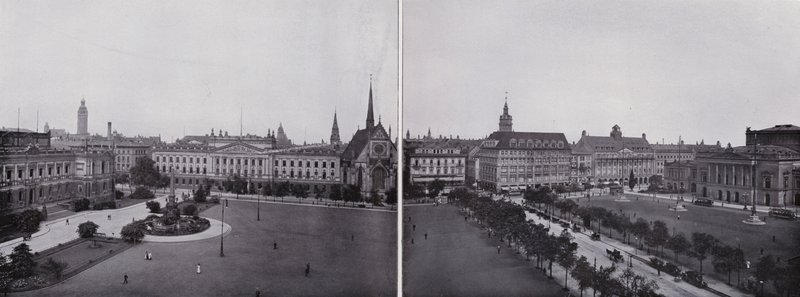 لايبزيغ: بانوراما من Augustusplatz (صورة بالأبيض والأسود) بواسطة مصور فوتوغرافي ألماني