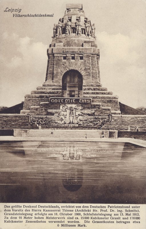 نصب تذكاري لمعركة الأمم (1813) ، لايبزيغ ، ألمانيا (صورة ب / ث) بواسطة مصور فوتوغرافي ألماني