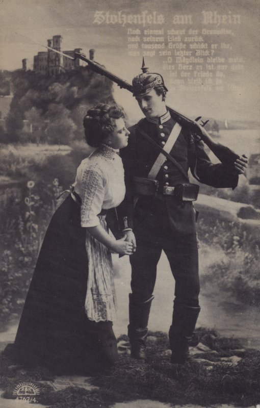 Stolzenfels Castle on the River Rhine, German patriotic military themed postcard (b/w photo) بواسطة مصور فوتوغرافي ألماني