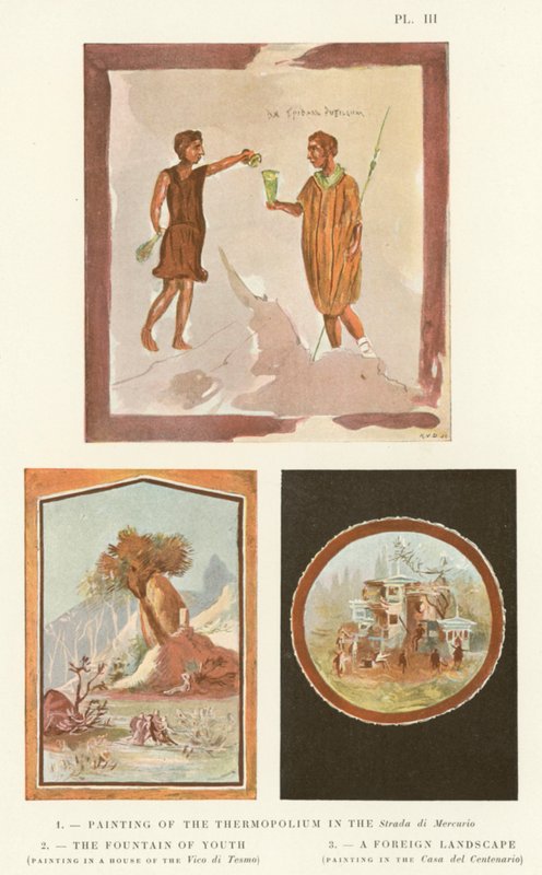 رسم ثيرموبوليوم في سترادا دي ميركوريو ، ينبوع الشباب ، منظر أجنبي (ليثو ملون) بواسطة بيير جوسمان