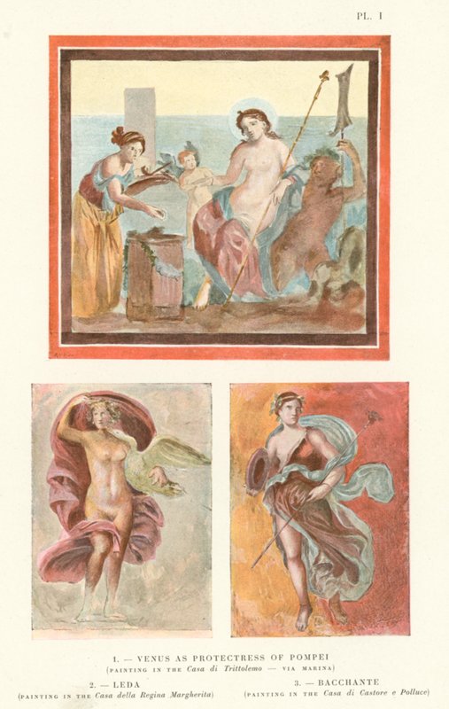 Venus as Protectress of Pompei, Leda, Bacchante (colour litho) بواسطة بيير جوسمان