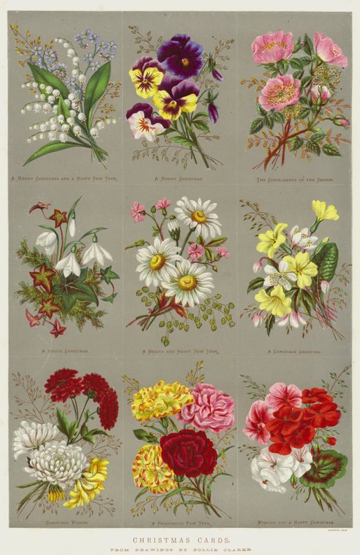 بطاقات عيد الميلاد chromolitho بواسطة بولي كلارك