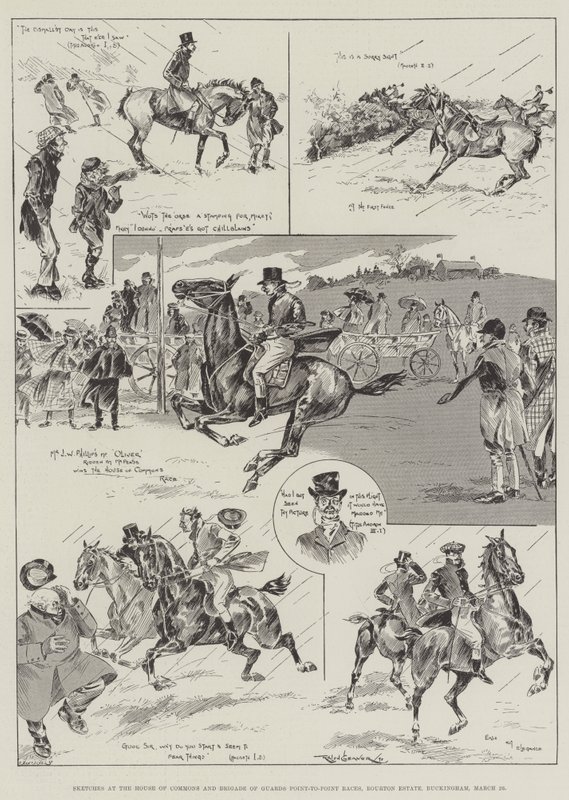 اسكتشات في مجلس العموم ولواء سباقات الحراس من نقطة إلى نقطة ، Bourton Estate ، Buckingham ، 26 مارس بواسطة رالف كليفر
