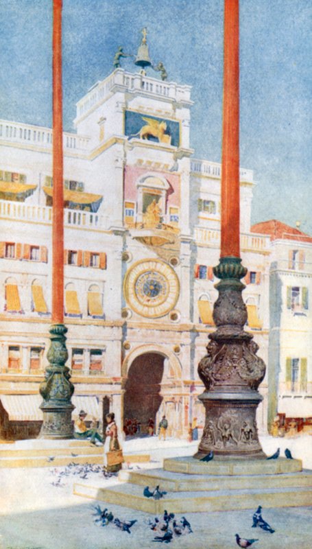 برج الساعة (طباعة حجرية ملونة) بواسطة ريجينالد بارات