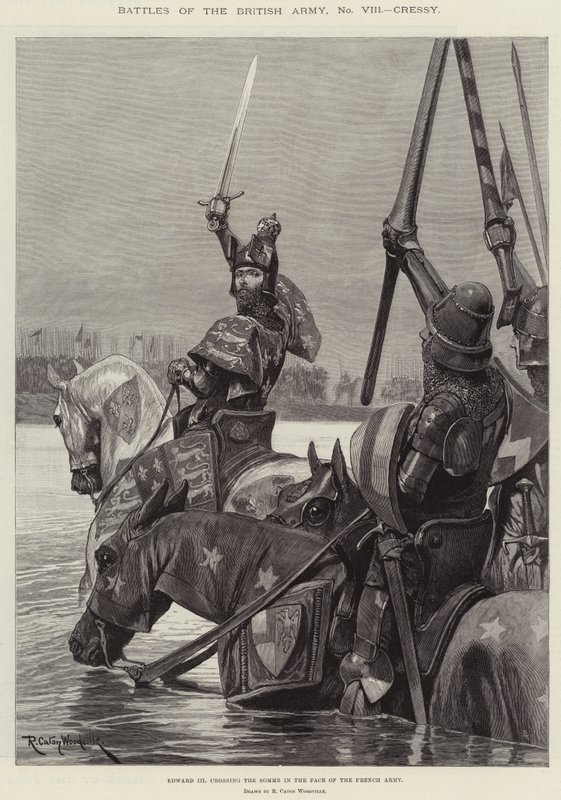 معارك الجيش البريطاني ، كريسي ، إدوارد الثالث يعبر السوم في مواجهة الجيش الفرنسي بواسطة ريتشارد كاتون وودفيل جونيور